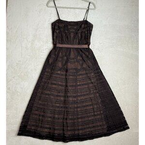 BCBG Maxazria S 8 Whimsigoth Vamp Y2K Baby Doll Brown Mesh Tulle Bustier Dress